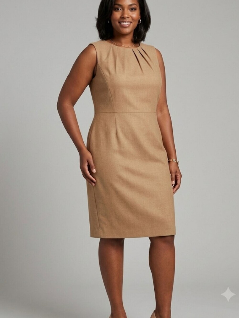 Banana Republic Tan Stretch Wool Sleeveless Work Sheath Dress 14